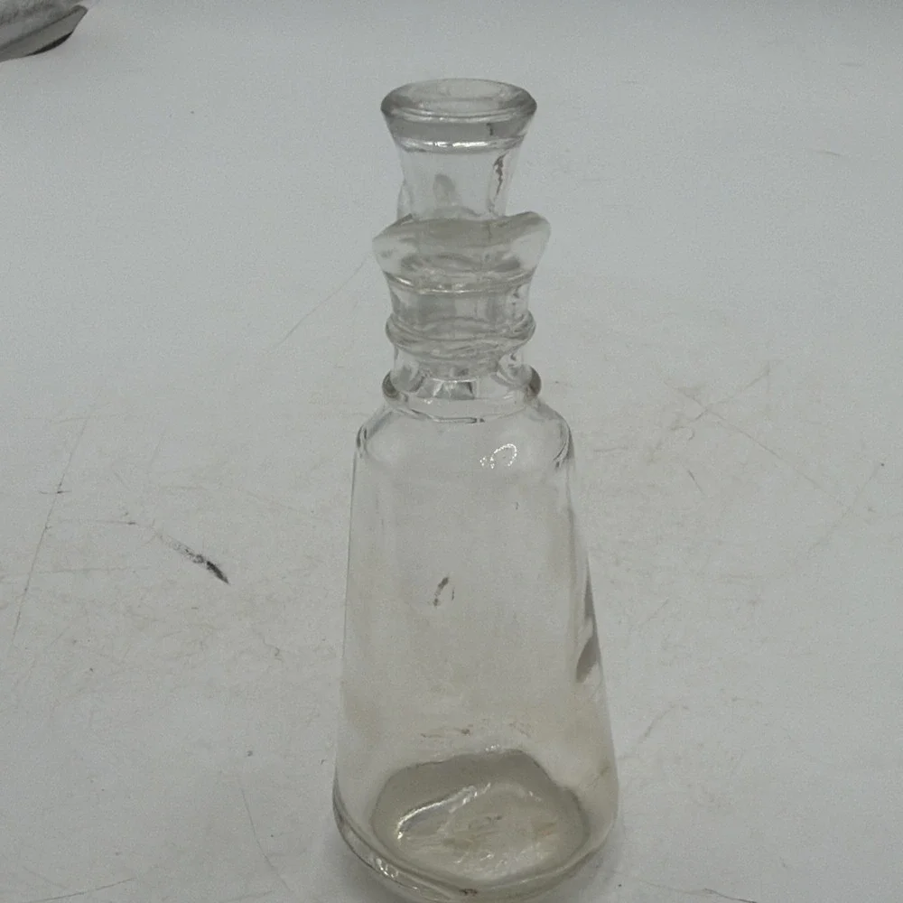 Vintage Anchor Hocking Clear Glass Cruet with Glass Stopper #16 & Imprint